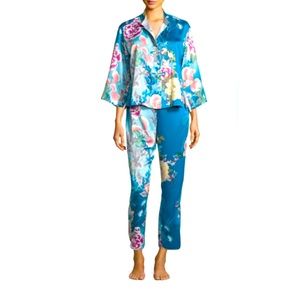 NATORI
Serene Floral-Print Pajama Set, Seaport Blue Size XS